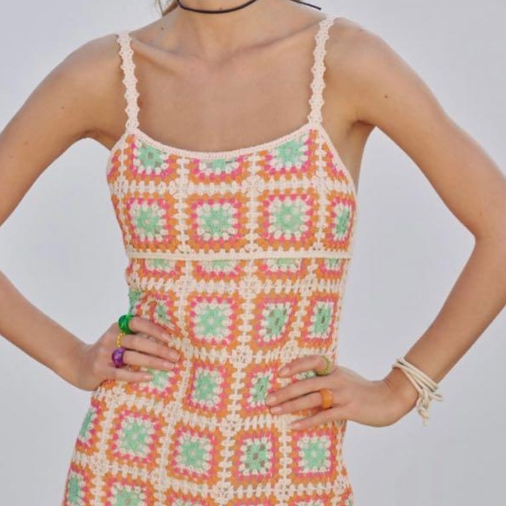Zara Multicolor Crochet Dress